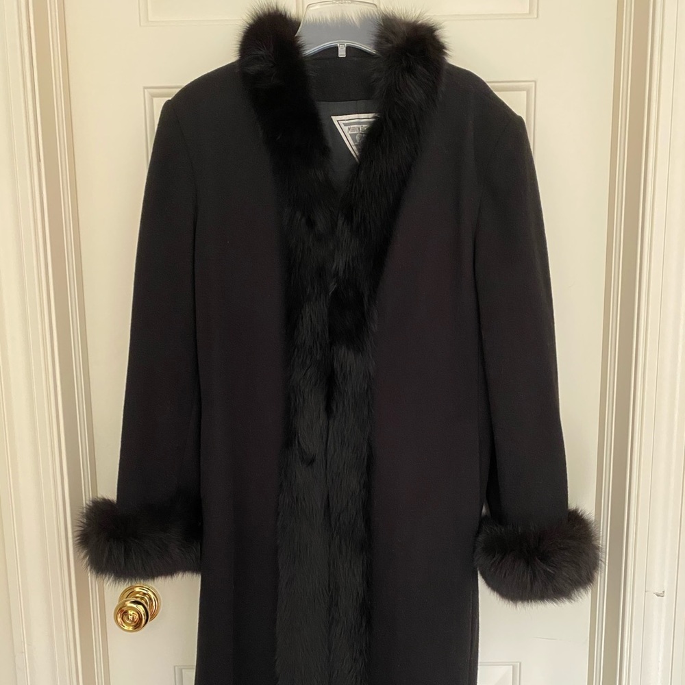 Vintage wool fur-trimmed coat